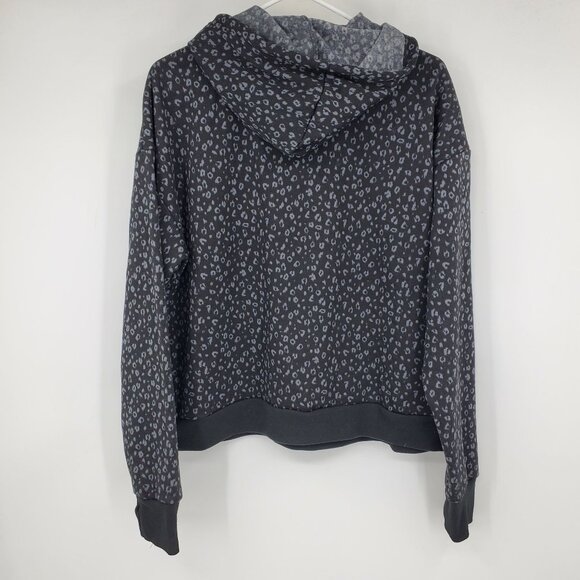 Bebe Sport Women's Grey Leopard Print Long Sleeve Pullover Hooded Sweatshirt 1X - Picture 2 of 7